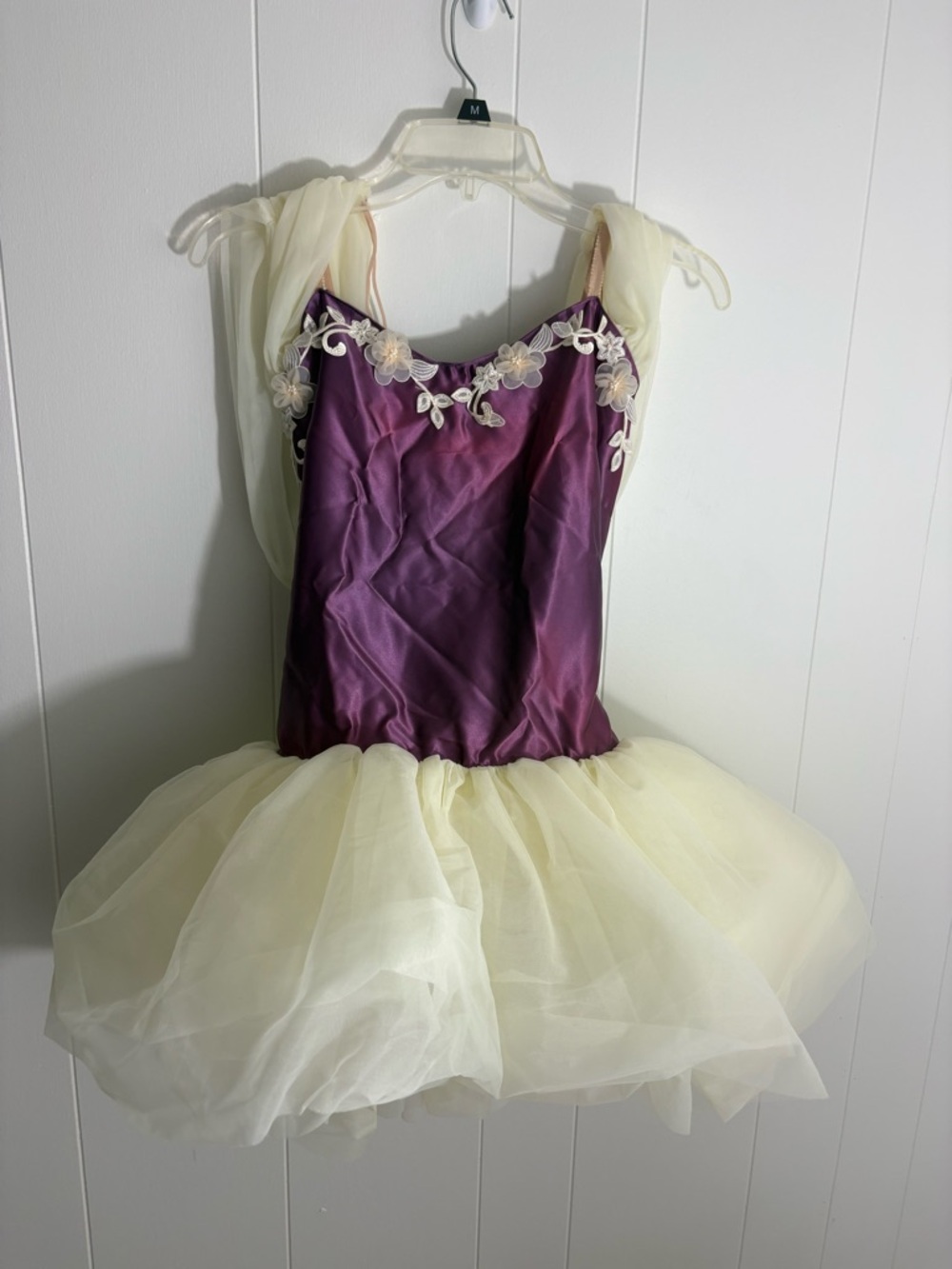 Purple and Cream Tutu Costume with Floral Accents size 12A